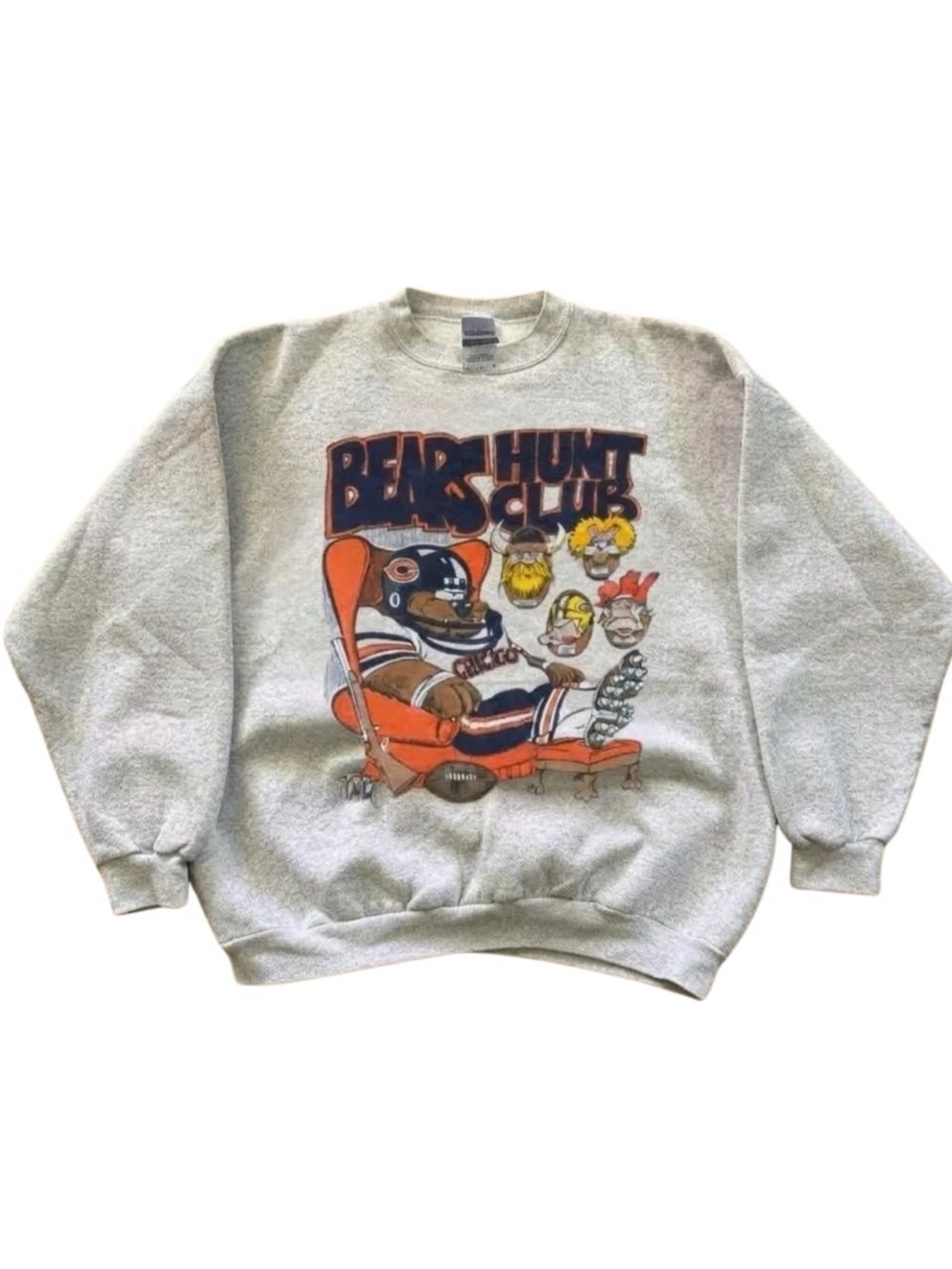 Sport Grey Crewneck Sweatshirt with Orange & Navy Bears Hunt Club